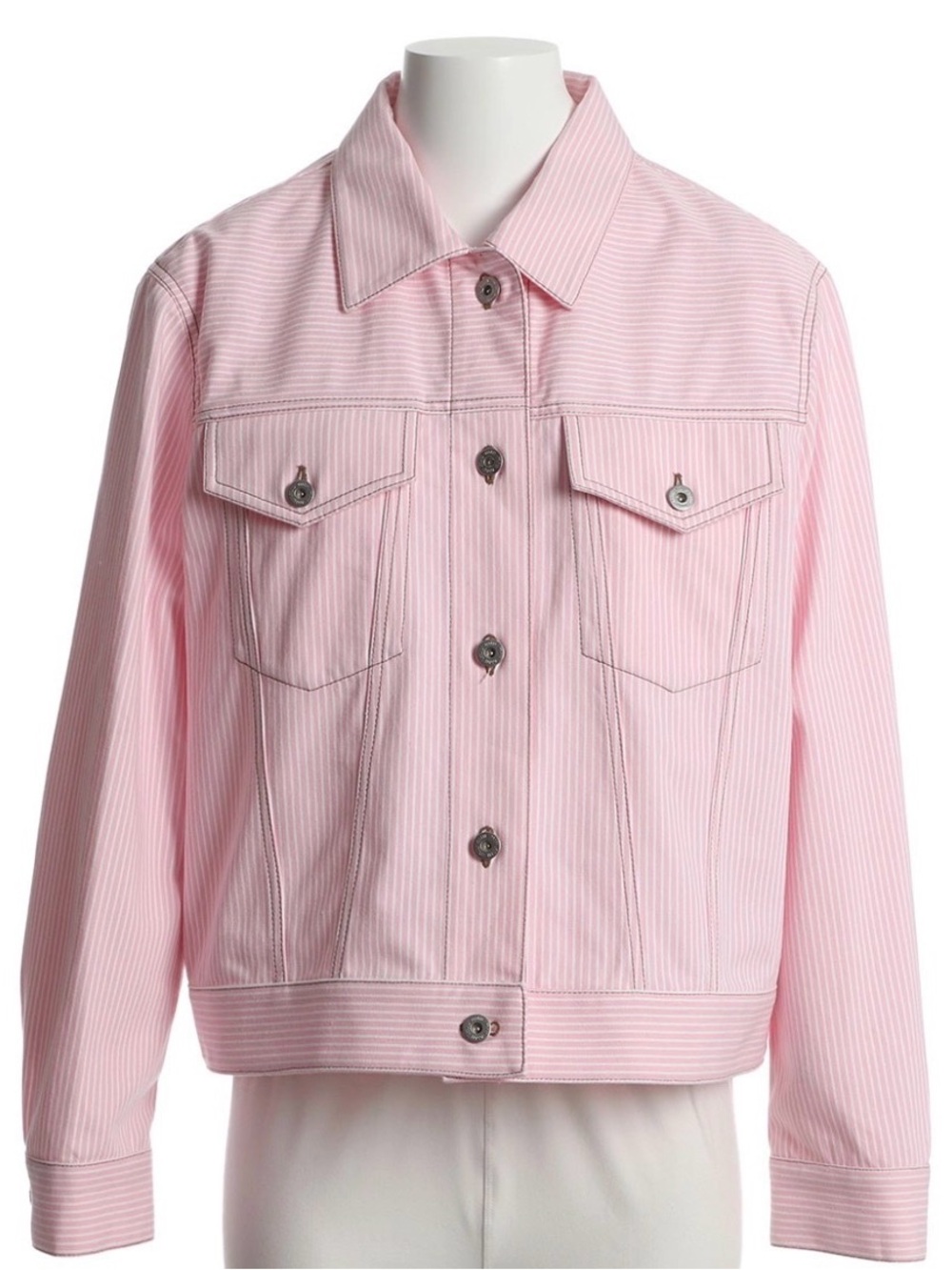 Miu Miu Pink Striped Denim Jacket